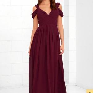 Lulu's Burgundy Maxi Dress, Large